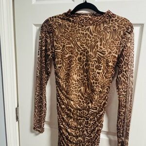 Leopard Print Long Sleeve Dress